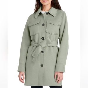 Tahari belted shacket - sage green. Double faced fabric